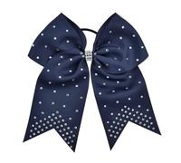 6pcs Cheer Hair Bows Bow Ties Solid Color Big Glitter Swallow Tail Bowknots Ropes Large Headwear For Girls For Holiday(Deep Blue)