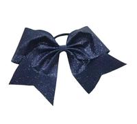 6pcs Cheerleading Hair Bows - 8 Inch Large Gold Glitter Bow with Allover Rhinestones, Elastic Ponytail Holder for Cheer Dance For Holiday(Color 2)