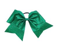 6pcs Cheerleading Hair Bows - 8 Inch Large Gold Glitter Bow with Allover Rhinestones, Elastic Ponytail Holder for Cheer Dance(Color 8)