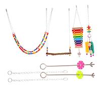 6Pcs Chicken Coop Creative Hanging Chewing for Chicks Includes Ladder Swing Piano Veggie Fork Engaging Accessories for Happy Poultry Playtime