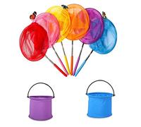 6PCS Children s Insect Net Retractable Folding Bucket Extendable Handle 37-85cm Lightweight Portable Stainless Rod Nylon for Catching Butterflies Tadpoles Dragonflies Biological Ex