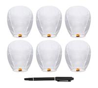 6PCS Chinese Lanterns,Paper Lanterns, Durable Lanterns to Release in Memory,Suitable for Weddings, Birthday Wishes, Prayers, Valentine's Day and Other Special Occasions.
