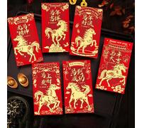 6Pcs Chinese New Year Lucky Red Pockets 2026 Horse Year Spring Festival Marriage Birthday Money Envelope产品