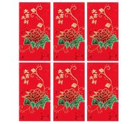6pcs Chinese New Year Money Pouches Paper Festival Red Envelopes | Lucky Gift Giving Packets, Bright Pattern Design, Blessing Words, for Coins and Notes, 2024