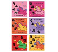 6pcs Chinese Tradition 2026 Horse Year Money Envelope Best Wishes Lucky Money Spring Festival Envelope Cartoon Lucky Red Pockets