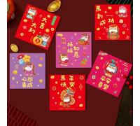 6pcs Chinese Tradition 2026 Horse Year Money Envelope Best Wishes Lucky Money Spring Festival Envelope Cartoon Lucky Red Pockets