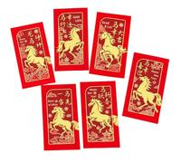 6PCS Chinese Zodiacs Horses Themed Lucky Envelopes Traditional Auspiciouses Greetings for Holidays Weddings Birthdays Prosperitys Greeting Red Packets