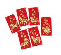 6PCS Chinese Zodiacs Horses Themed Lucky Envelopes Traditional Auspiciouses Greetings for Holidays Weddings Birthdays Multiple Purpose Holiday Money Envelopes