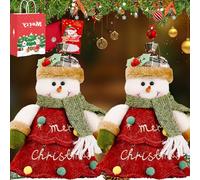 6Pcs Christma Gift Bags Zipper Design, Christmas Zipper Gift Doll Bags, Reusable 3D Doll Decoration Bag, Small Fabric Gift Bags, Can Hold 500g Apples, for Presents Candy Fruit and Festival (2PC-D)