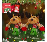 6Pcs Christma Gift Bags Zipper Design, Christmas Zipper Gift Doll Bags, Reusable 3D Doll Decoration Bag, Small Fabric Gift Bags, Can Hold 500g Apples, for Presents Candy Fruit and Festival (2PC-E)