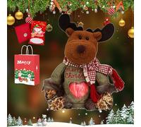 6Pcs Christma Gift Bags Zipper Design, Christmas Zipper Gift Doll Bags, Reusable 3D Doll Decoration Bag, Small Fabric Gift Bags, Can Hold 500g Apples, for Presents Candy Fruit and Festival (1PC-B)