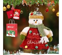 6Pcs Christma Gift Bags Zipper Design, Christmas Zipper Gift Doll Bags, Reusable 3D Doll Decoration Bag, Small Fabric Gift Bags, Can Hold 500g Apples, for Presents Candy Fruit and Festival (1PC-D)