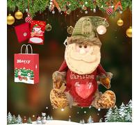 6Pcs Christma Gift Bags Zipper Design, Christmas Zipper Gift Doll Bags, Reusable 3D Doll Decoration Bag, Small Fabric Gift Bags, Can Hold 500g Apples, for Presents Candy Fruit and Festival (1PC-C)