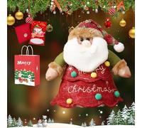 6Pcs Christma Gift Bags Zipper Design, Christmas Zipper Gift Doll Bags, Reusable 3D Doll Decoration Bag, Small Fabric Gift Bags, Can Hold 500g Apples, for Presents Candy Fruit and Festival (1PC-F)