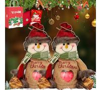 6Pcs Christma Gift Bags Zipper Design, Christmas Zipper Gift Doll Bags, Reusable 3D Doll Decoration Bag, Small Fabric Gift Bags, Can Hold 500g Apples, for Presents Candy Fruit and Festival (2PC-A)