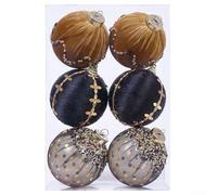 6Pcs Christmas Baubles, Christmas Holiday Foam Ball Set, Wrapped Foam Balls Tree Decorations, For Tree, Office, Home, Event (black)