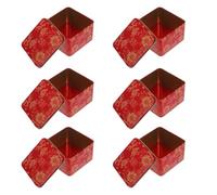 6pcs Christmas Biscuit Tin Red Tinplate Gift Box | Elegant Printed Finish, Traditional Chinese Design, Protective Packaging for Assorted Sweets, Treats and Small Gifts