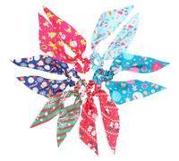 6pcs Christmas Bow Knot Hair Bands Ponytail Ribbon with Elastic Rope | Removable Knotted Bow, Polyester Feel, Holds Ponytail or Bun, Long Tail Design for Festive Styling