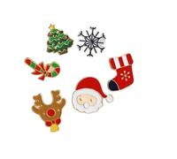 6Pcs Christmas Brooch Pin Xmas Enamel Brooch Pins Cute Enamel Lapel Pin Christmas Pins for Christmas Decorations Including Christmas Tree, SnowFflake, Santa, Elk