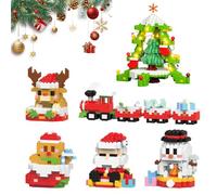 6Pcs Christmas Building Blocks Set, Christmas Theme Building Blocks Ornaments, Mini Building Figures, DIY Christmas Stocking Stuffers for Gifts, Party Favors