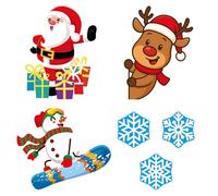 6pcs Christmas Car Magnets, 6 Style Waterproof Reflective Cute Christmas Car Magnets with Snowflake Santa Clause Snowman Elk Elements for Winter Party Home Fridge Vehicle Decor