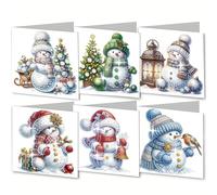 6PCS Christmas Cards, Santa Snowman Craft Christmas Christm Greeting Cards