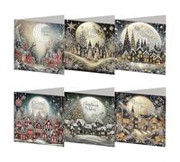 6PCS Christmas Diamond Art Cards Kit,5D DIY Folding Diamond Art Painting Christmas Theme Greeting Card Kit,Thank You Cards with Envelope Blessing Greeting Card Set for Xmas Birthday Thanksgiving Day