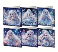 6PCS Christmas Diamond Art Painting Greeting Cards Set 5D DIY Christmas Card Making kit with Envelopes for Children Adults Beginners Gift Holiday Craft (G)