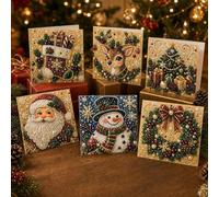 6Pcs Christmas DIY Pearl Diamond Art Greeting Cards Kits，Christmas tree | Includes Envelopes, Diamond Painting Tools, Beginner Friendly, Rhinestone Artwork, Holiday Designs