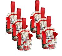 6PCS Christmas Drawstring Gift Bags, Reusable Fabric Santa Bags Xmas Gift Bags Presents Birthday For Xmas Bag Wrapping Gift
