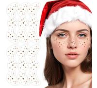 6pcs Christmas Face Freckles Stickers, Waterproof Temporary Festive Face Tattoos with Holiday Designs Fake Freckles Makeup Accessories for Xmas Party (Christmas Lights Style)