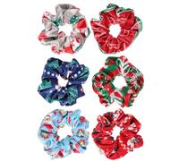 6pcs Christmas Flannel Scrunchies, Festive Elastic Ponytail Hair Ties | Party Styling for Thick, Thin, Curly or Straight Hair, Photo Shoots and Festive Outfits