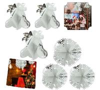 6Pcs Christmas Foil Ceiling Hanging Decorations, 3x White/Silver Bells & 3x Snowballs, Festive Foil Hanging Ornaments for Christmas Tree, New Year, Home Party & Holiday Decorations