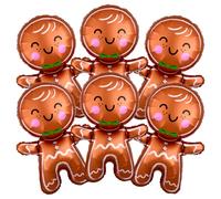 6Pcs Christmas Gingerbread Balloons, Cute Holiday Decorations, Suitable for Christmas, Winter Parties, Birthdays and Other Holiday Supplies.