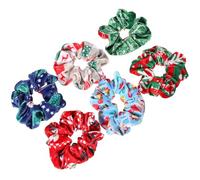 6pcs Christmas Hair Scrunchies Flannel Ponytail Holders | Reusable Accessory, Secure Hold for Buns and Ponytails, Festive Look for Photo Sessions and Parties