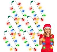 6PCS Christmas Light Necklace, 9 Bulbs Christmas Accessories with 3 Flash Modes, Colorful Xmas Light Necklace for Christmas Party Favor Xmas Decorations Ugly Sweater Party Supplies Holiday Decor