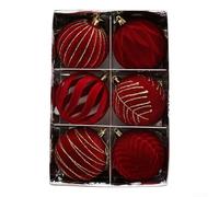 6pcs Christmas Ornament Set Beautiful Wine Red & Green for Various Occasions (Red)