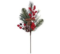 6PCS Christmas Pine Stem Picks with Real Cinnamon Sticks, Pine Cones & Red Berries, Artificial Holiday Floral Picks for Christmas Tree, Wreath, Vase Arrangement, Fireplace Mantel, Winter Home Decor