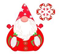 6PCS Christmas PVC Placemats, Lovely Xmas Place Mats, Waterproof Dining Table Place Mats for Christmas, Red Gnome Shape Table Mats Set for Dining Room Kitchen Table Decoration Xmas Parties