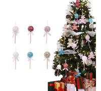 6Pcs Christmas Sequin Lollipop Ornaments, Sequin Covered Foam Lollipop Ornaments with Hanging Loop for Holiday Tree, Wreath and Garland Use(965-25 Progress-G)