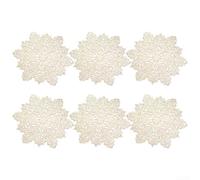 6Pcs Christmas Snowflake Placemats Gold Plastic Table Mats Decorative Cup Pads Winter Holiday Dining 38cm(Gold)