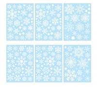 6pcs Christmas Snowflake Window Clings, White Static Snowflakes Window Clings Ornaments Reusable Xmas Window Stickers Snowflake Window Clings for Glass Windows(Style A)