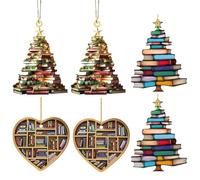 6Pcs Christmas Tree Decorations, Home Christmas Decorations for Book Lovers, Librarians and Nerds, Creative Christmas Ornaments for Tree and Home Decor, Festive Gift