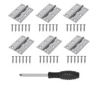 6Pcs Chrome Door Hinges 3 inch Steel Fire Rated Internal Door Hinges, Ball Bearing Hinge for Internal Use in Residential and Commercial Buildings with Screws and Screwdriver