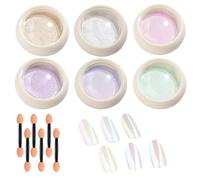 6PCS Chrome Nail Powder 6 Colors Mirror Effect Pearl Nail Powder 3 Grams Nail Glitter Powder Iridescent Aurora Holographic Nail Powder for Gel Polish Nail Art Decorations, Holographic Nail Powder