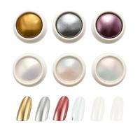 6Pcs Chrome Nail Powder, for Gel Polish, Ultra Fine Metallic Mirror Effect Aurora Iridescent Pearl Pigment, Long-Lasting Rose Gold Chrome Nail Powders for Nails Art Salon & DIY Manicure