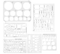 6pcs Circle Template for Drafting, 6 Sizes Plastic Flexible Geometric Shape Patchwork Stencils Square Measuring Ruler for Office School Building Formwork Drawing Painting Tools Architecture Supplies