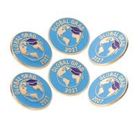 6pcs Class of 2027 Graduation Brooch, Metal Enamel Lapel Pin | Embossed Year Detail, Secure Clasp and Scratch Free Finish, for Gowns, Reunions and Teachers