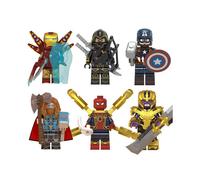 (6pcs) Classic Avengers, Iron Man, Thor, Captain America, Spider Man, Thanos, Hawkeye series, Alliance LEGO puzzle compatible, suitable for LEGO