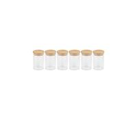6pcs Clear 150ml Borosilicate Glass Condiment Spice Jars Bamboo Airtight Lids